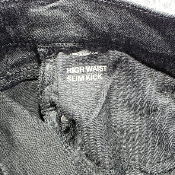 7 For All Mankind Jeans Womens 27 Black High Waist Slim Kick Distressed Ripped - Picture 8 of 12